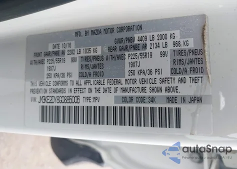 2016 Mazda Cx-5 Grand Touring from USA, damaged, VIN JM3KE2DY8G0885006